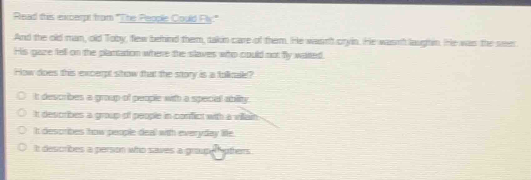 read this excerpt from \the people could fly.\and the old man, old toby…