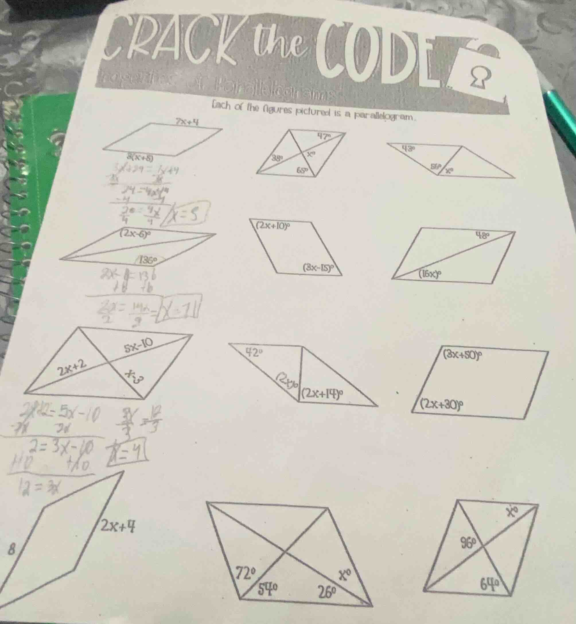 crack the codeproperties of parallelogramseach of the figures pictured …