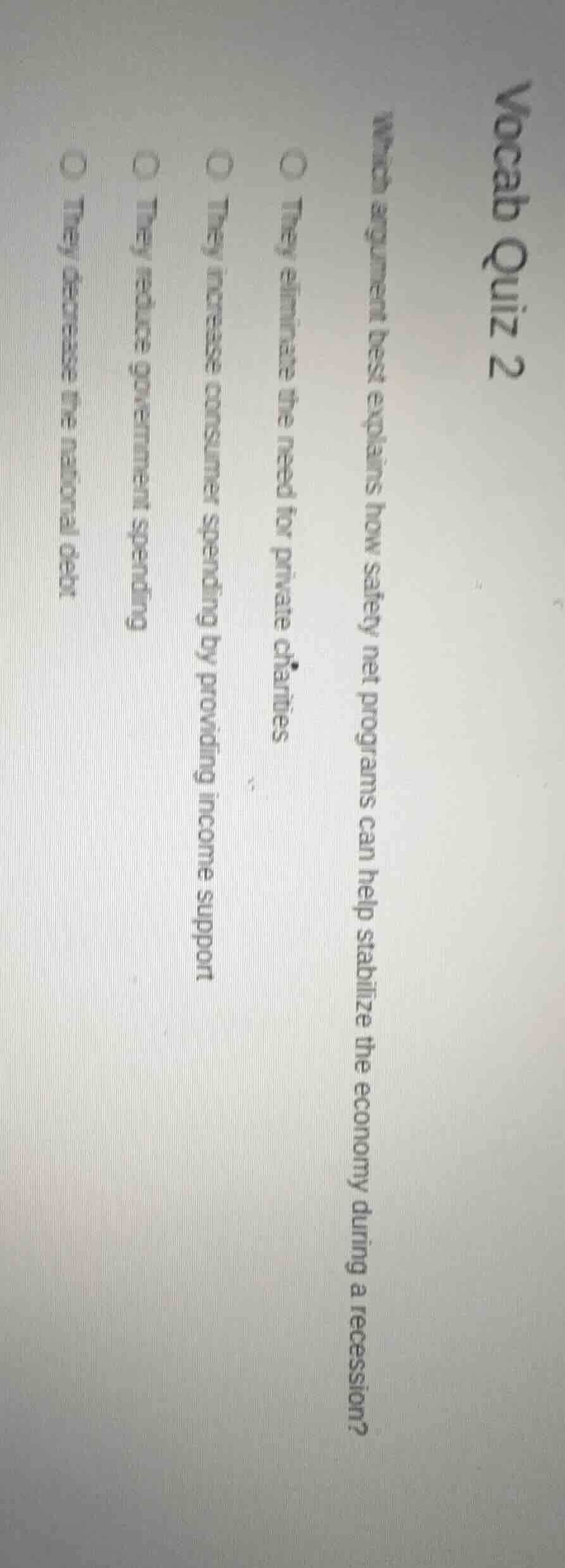 vocab quiz 2 which argument best explains how safety net programs can h…