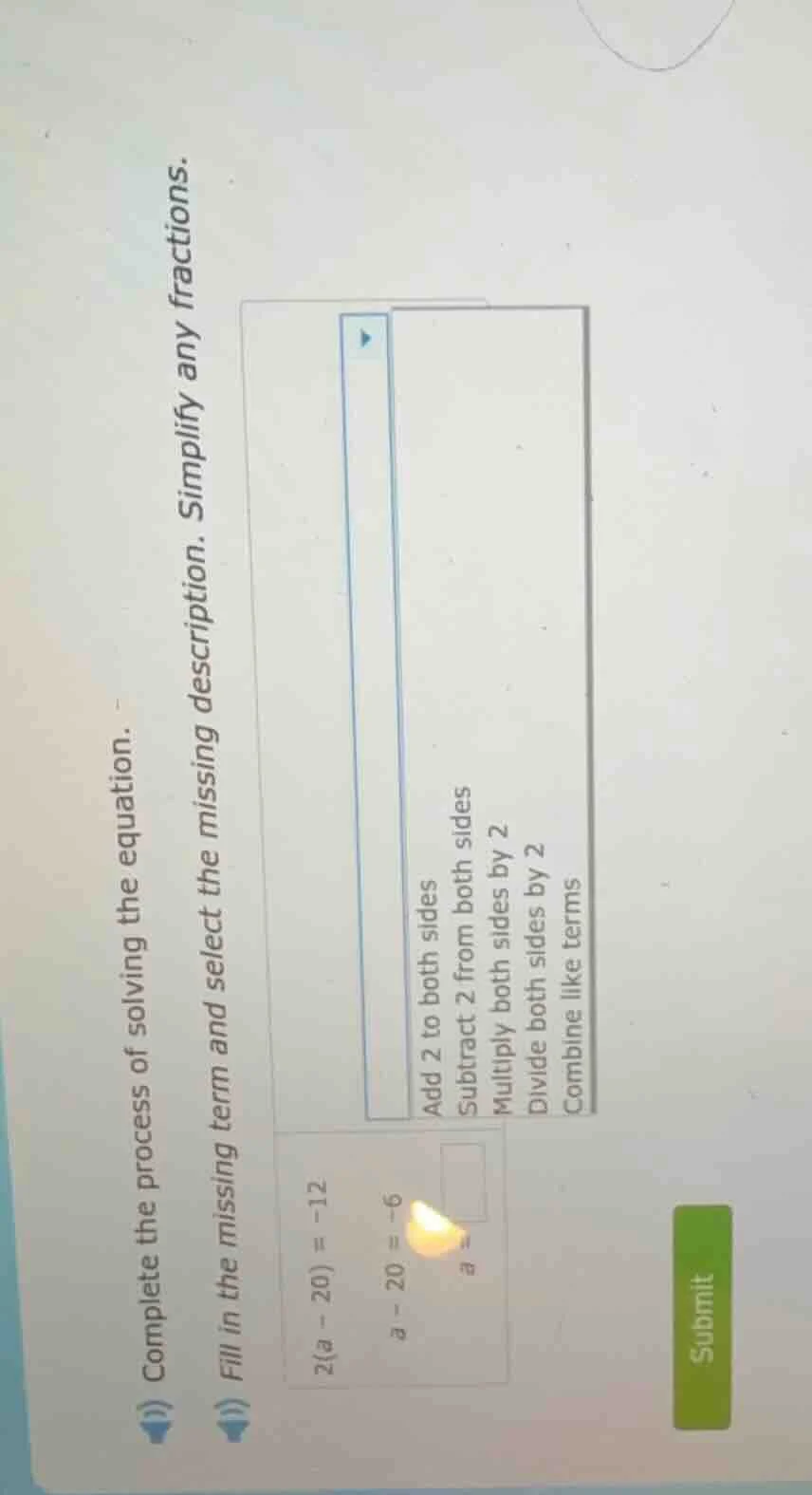 i) complete the process of solving the equation. ii) fill in the missin…
