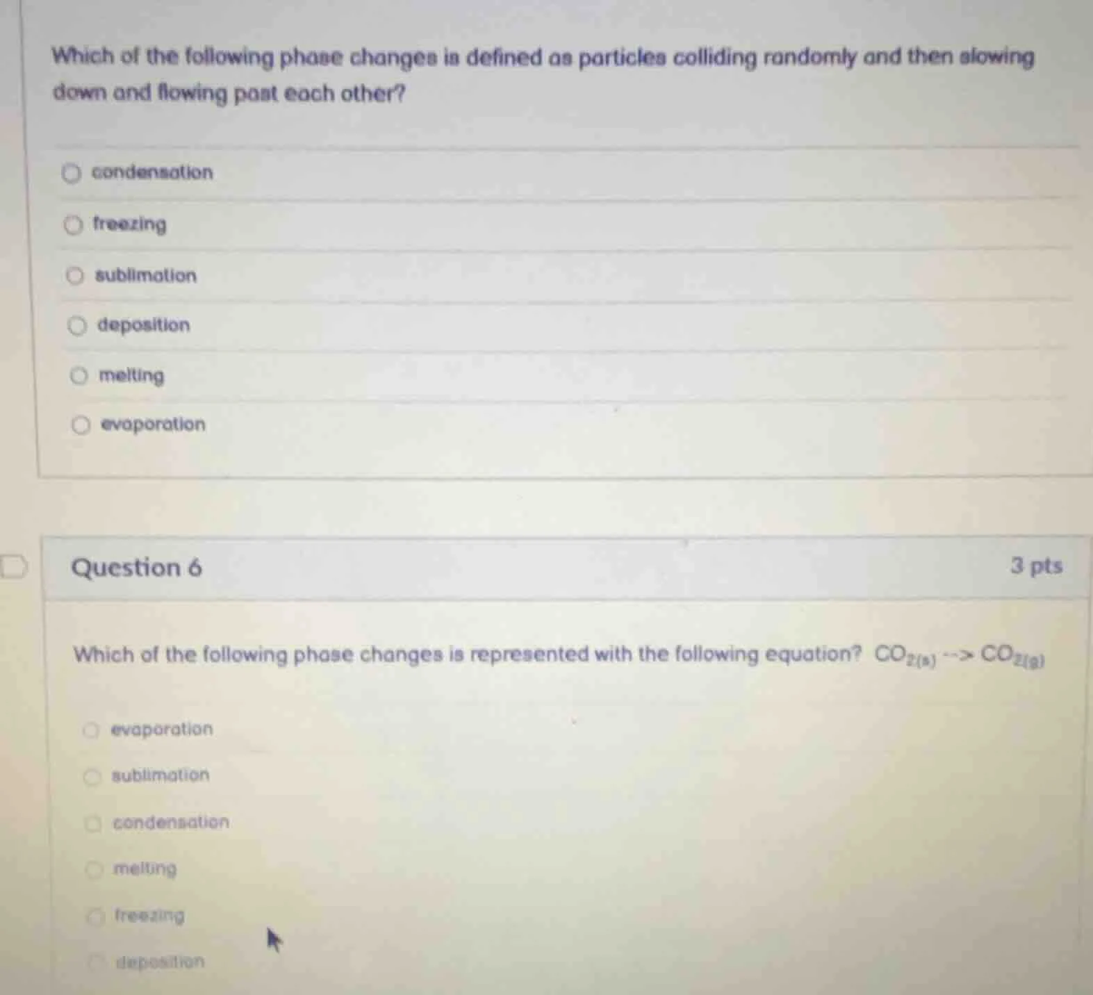 which of the following phase changes is defined as particles colliding …