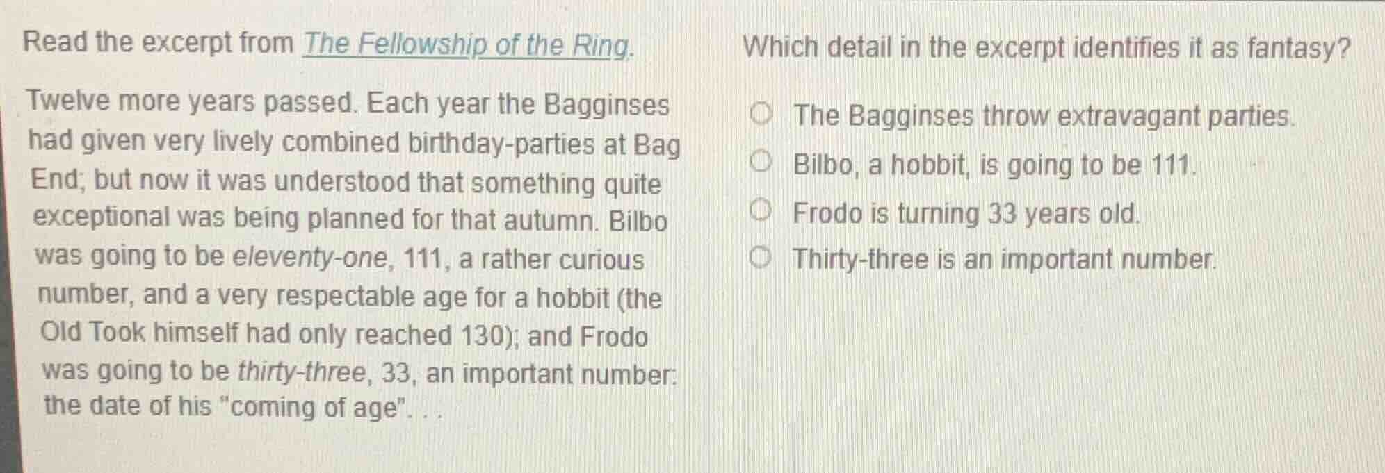 read the excerpt from the fellowship of the ring. twelve more years pas…