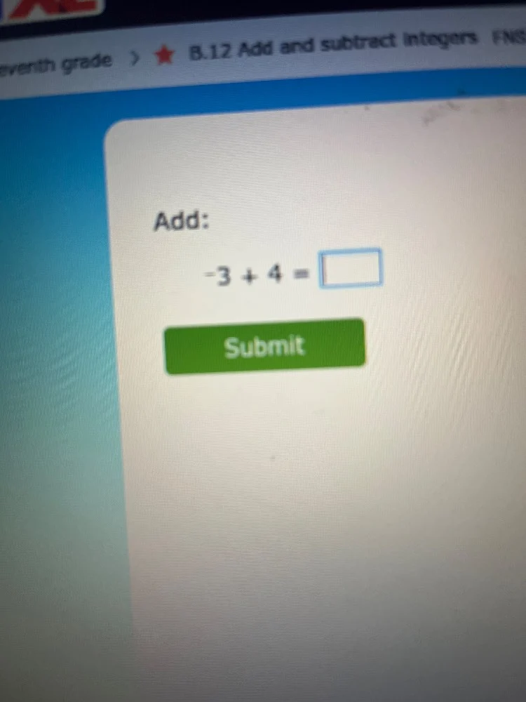 eventh grade > ★ b.12 add and subtract integers fns add: $-3 + 4 = \\sq…