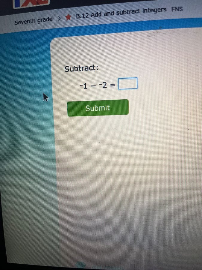 seventh grade > ★ b.12 add and subtract integers fns subtract: $-1 - -2…