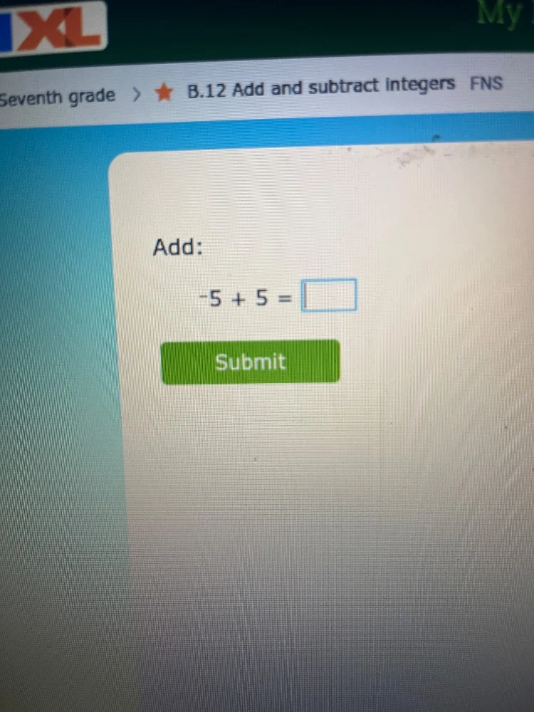 seventh grade > ★ b.12 add and subtract integers fns add: $-5 + 5 = \\s…