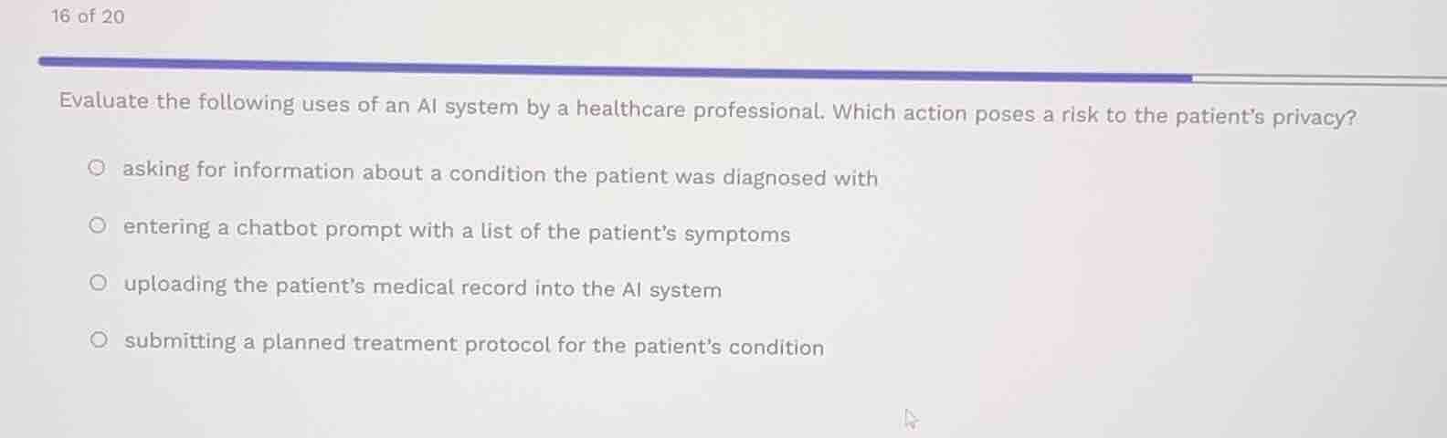 16 of 20 evaluate the following uses of an ai system by a healthcare pr…