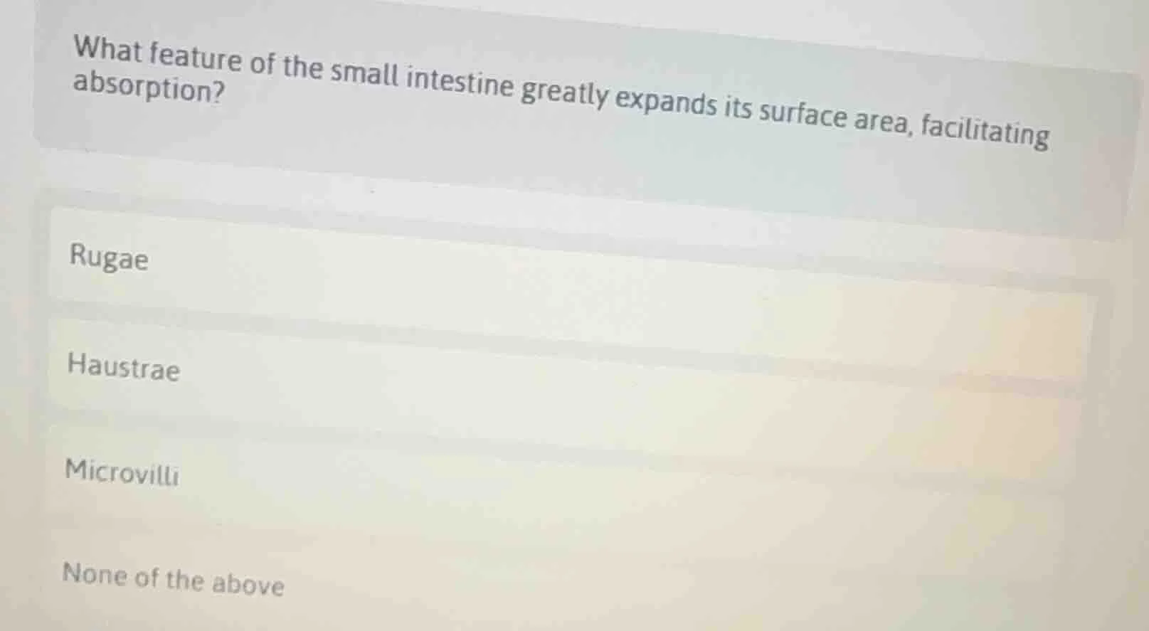 what feature of the small intestine greatly expands its surface area, f…