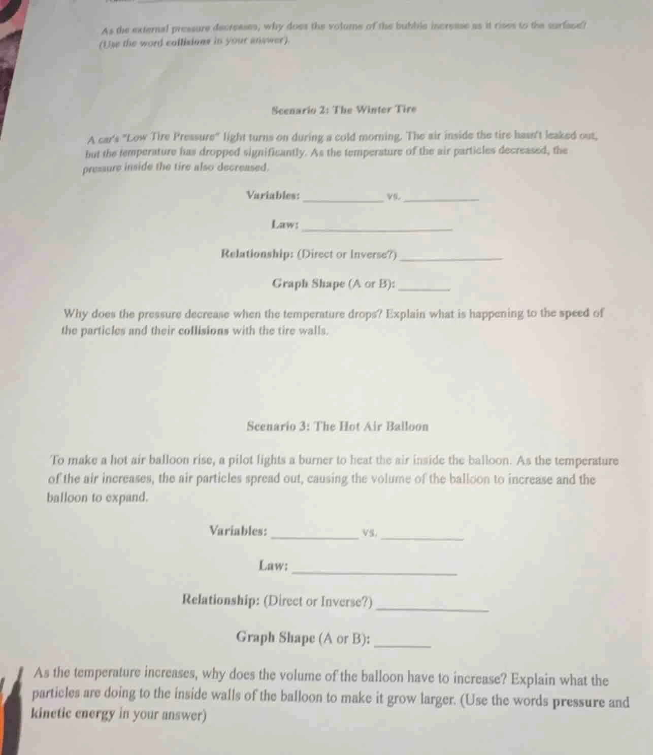 as the external pressure decreases, why does the volume of the bubble i…