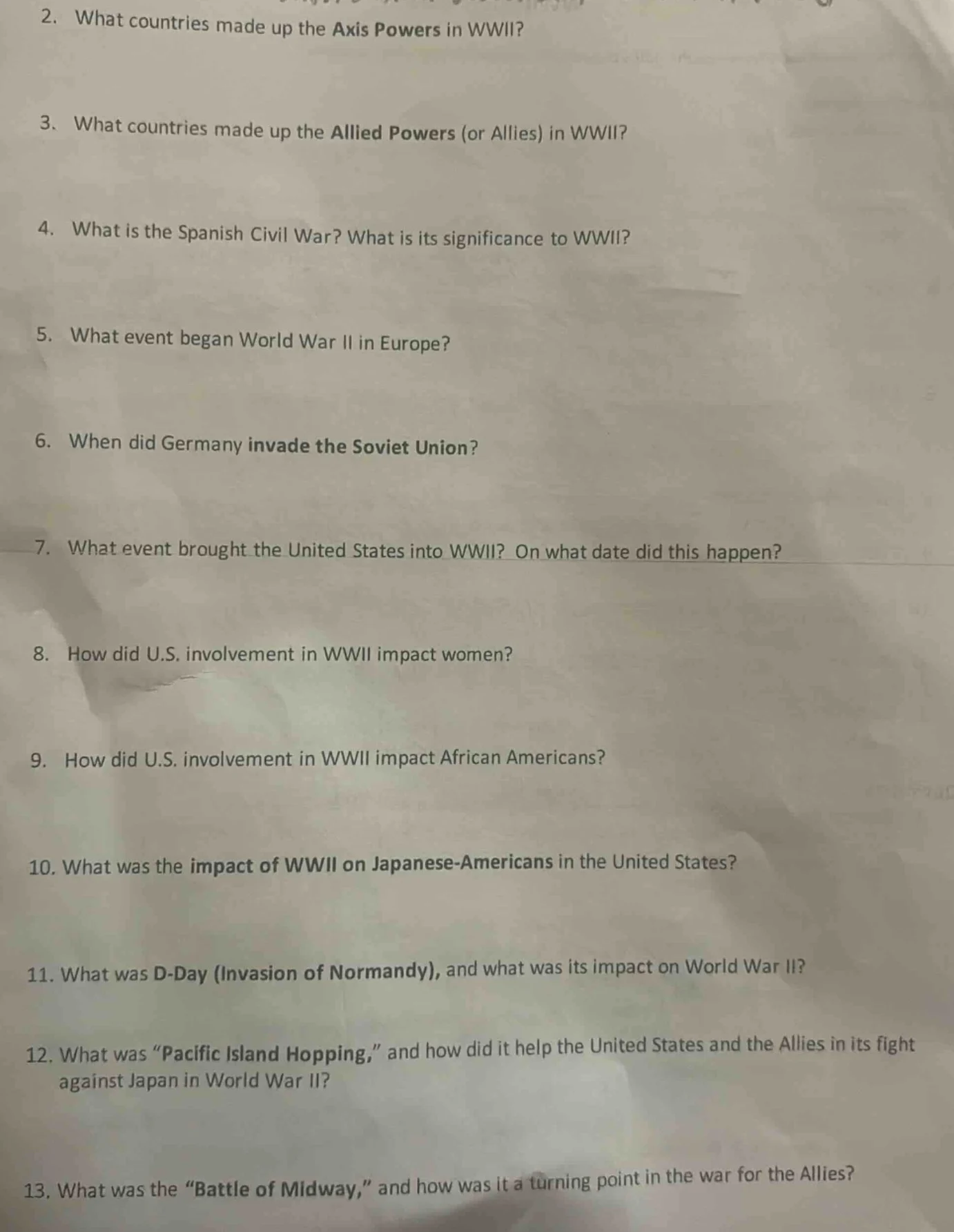 2. what countries made up the axis powers in wwii? 3. what countries ma…