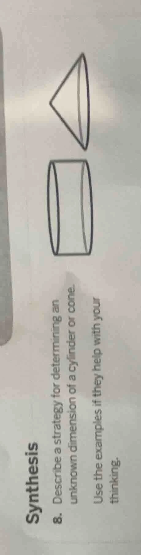 synthesis 8. describe a strategy for determining an unknown dimension o…