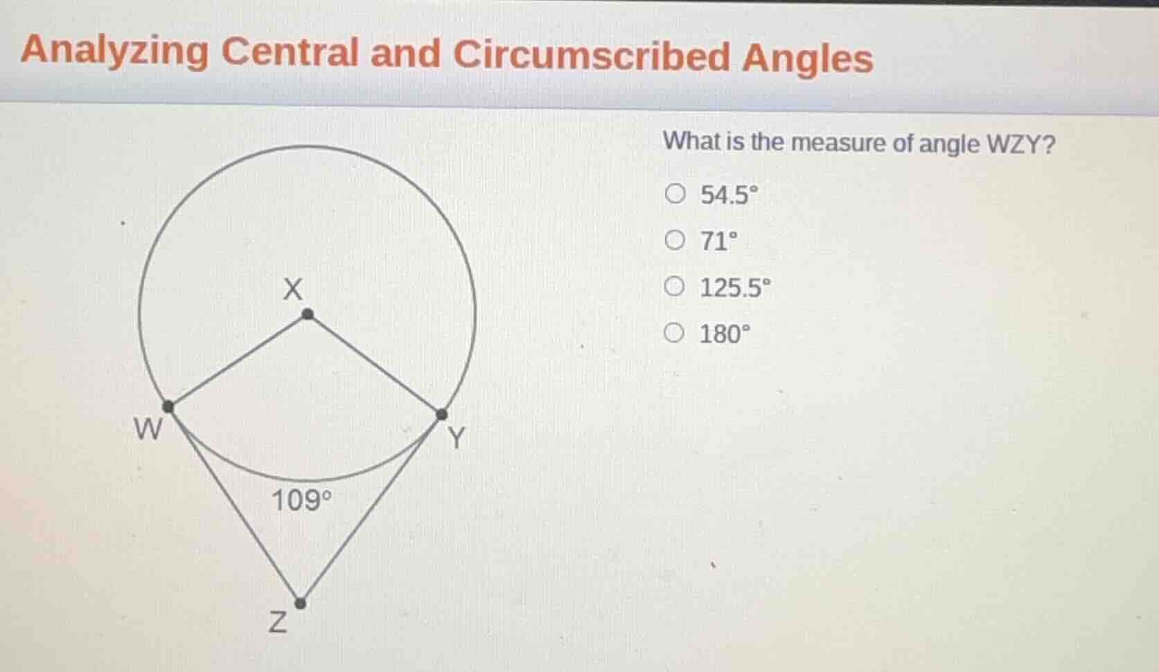 analyzing central and circumscribed angles what is the measure of angle…