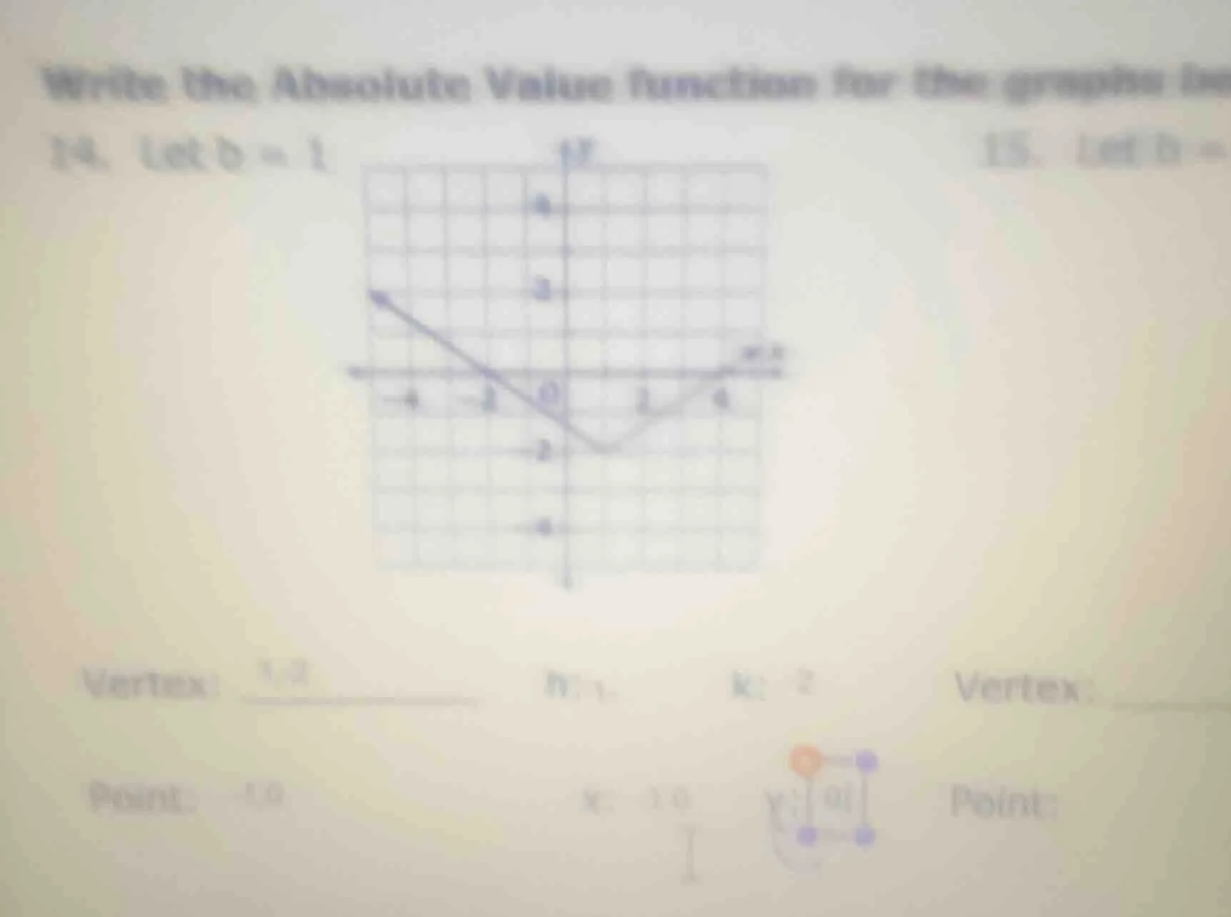 write the absolute value functions for the graph be14. let b = 115. let…