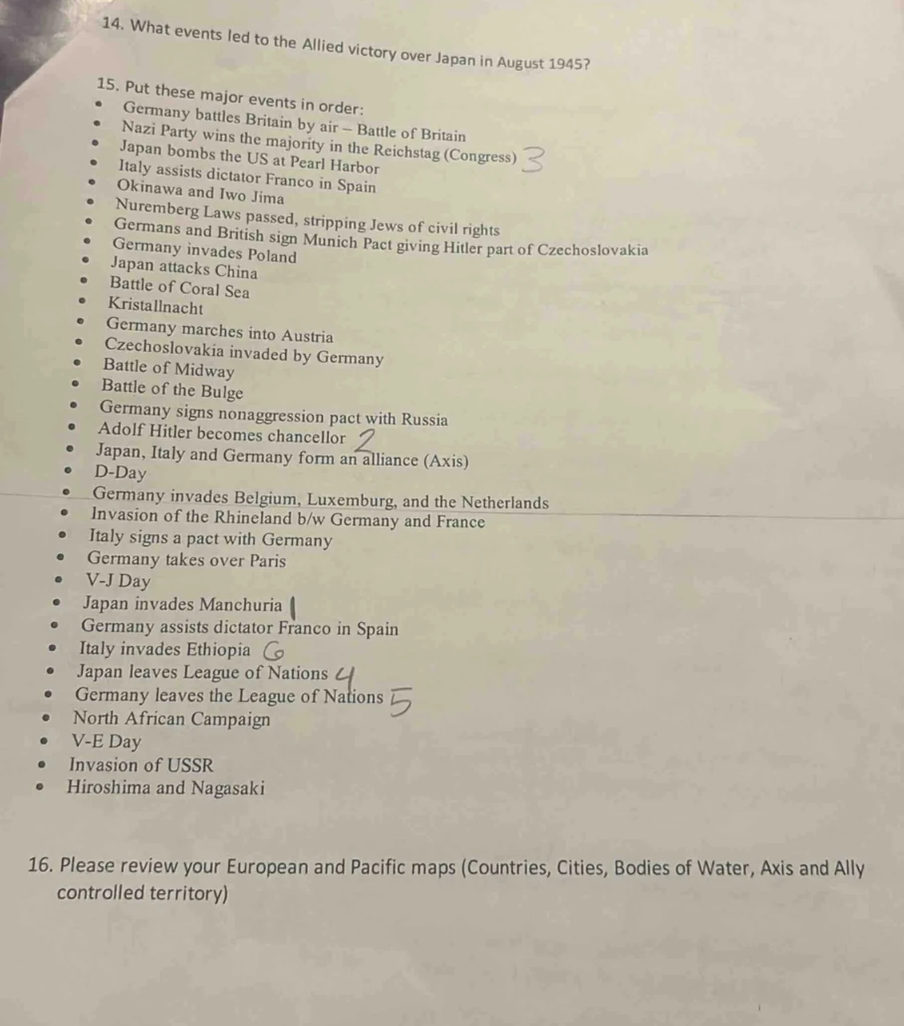14. what events led to the allied victory over japan in august 1945?15.…
