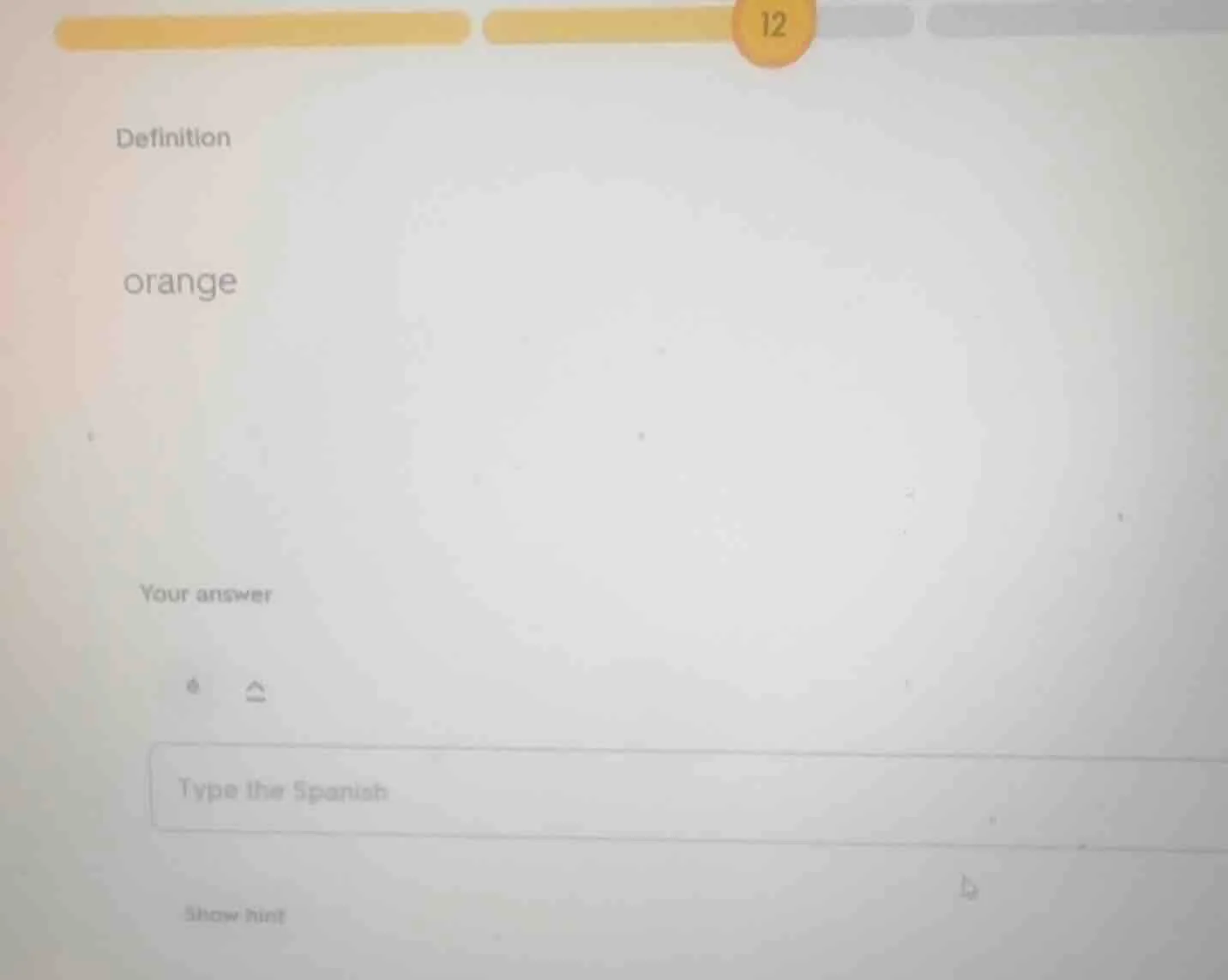 12 definition orange your answer type the spanish show hint