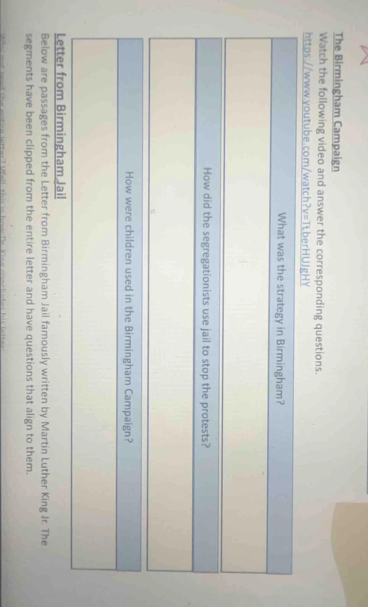 the birmingham campaign watch the following video and answer the corres…