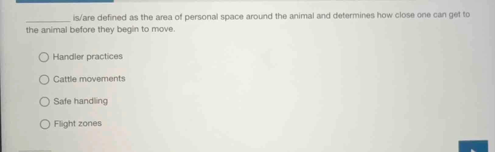 ________ is/are defined as the area of personal space around the animal…