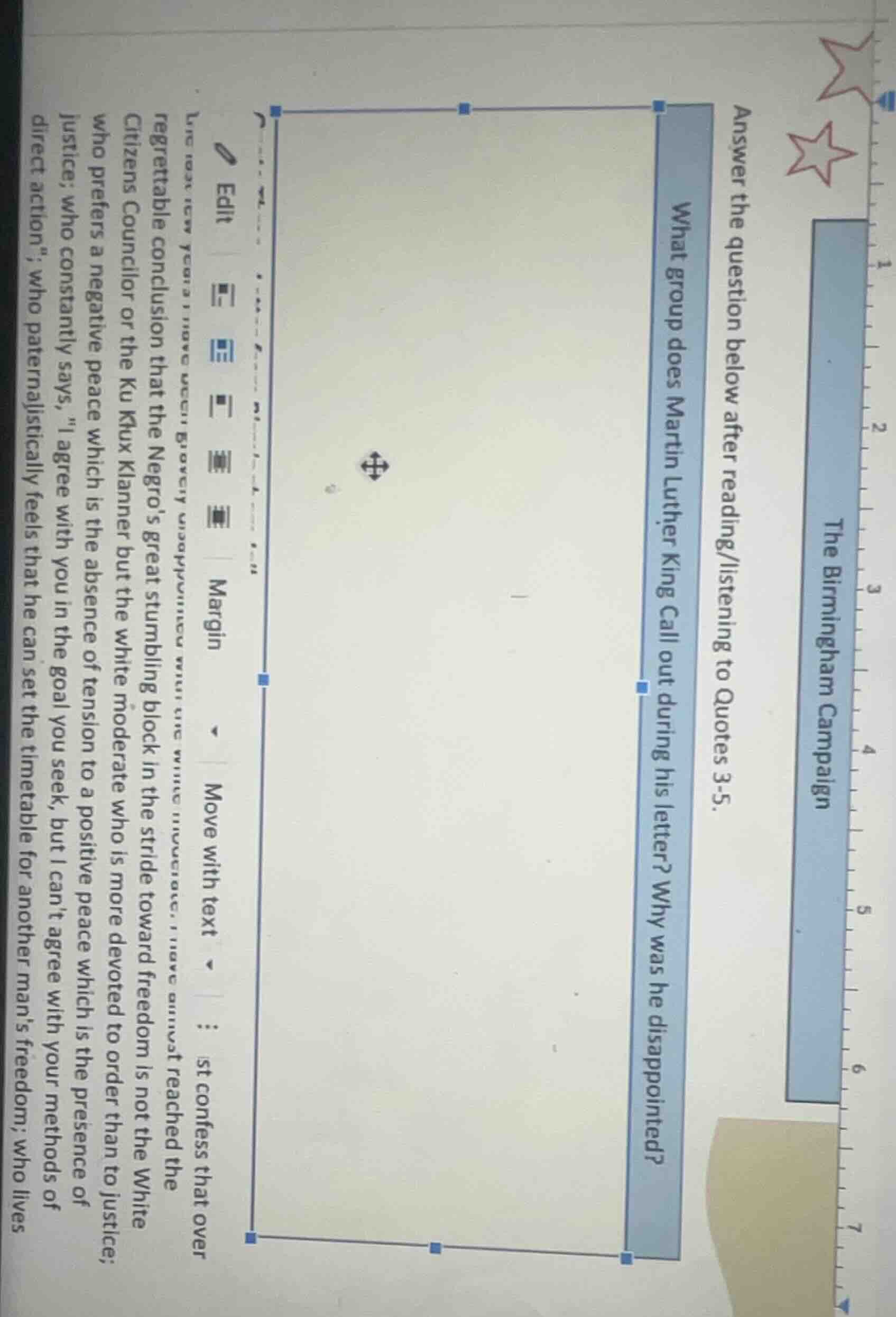 the birmingham campaign answer the question below after reading/listeni…