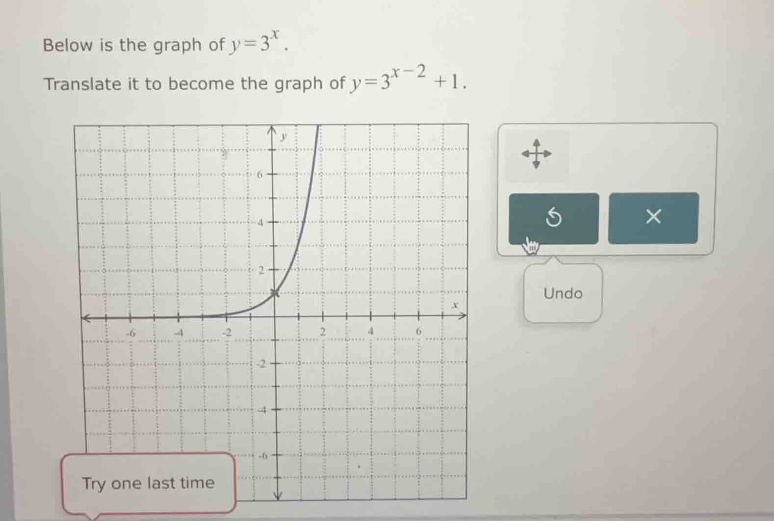 below is the graph of $y=3^{x}$. translate it to become the graph of $y…