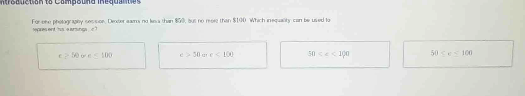 introduction to compound inequalities for one photography session, dext…