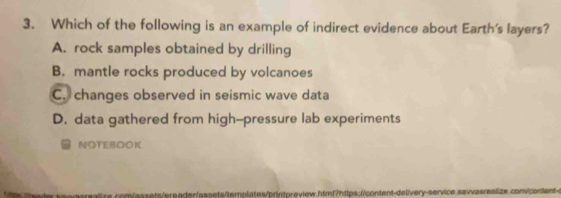 3. which of the following is an example of indirect evidence about eart…