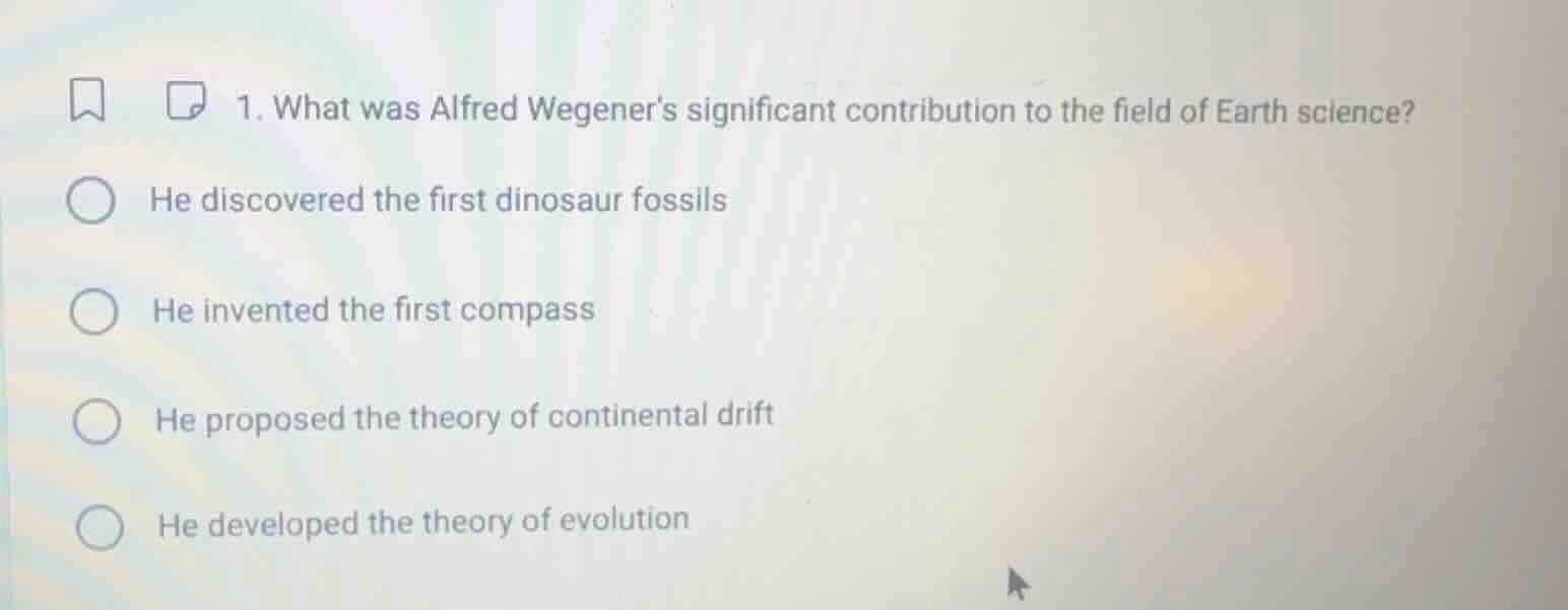 1. what was alfred wegeners significant contribution to the field of ea…
