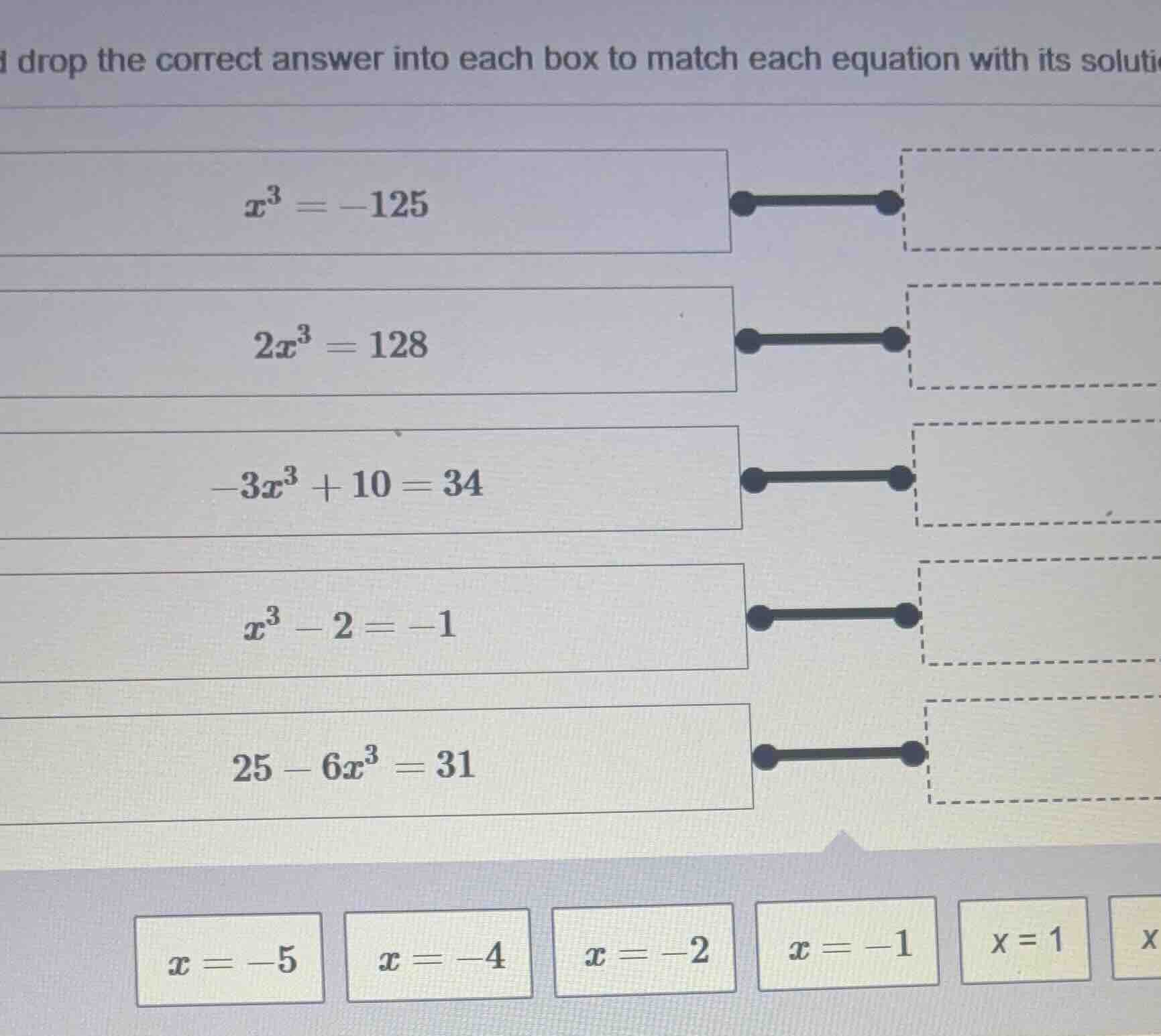 drop the correct answer into each box to match each equation with its s…