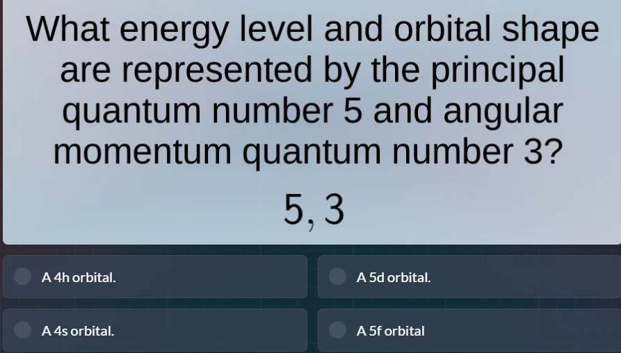 what energy level and orbital shape are represented by the principal qu…