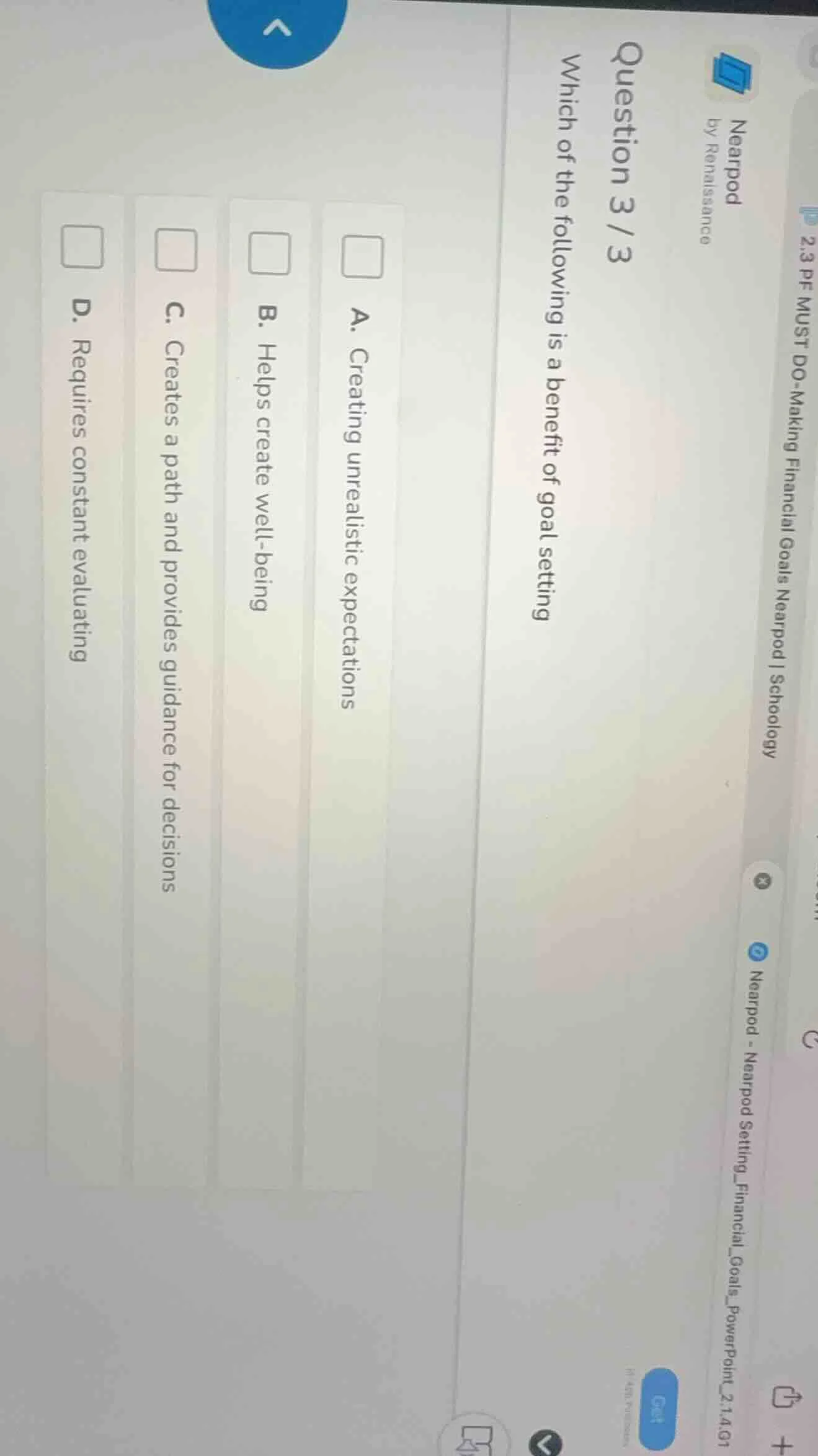 2.3 pf must do-making financial goals nearpod | schoology nearpod by re…