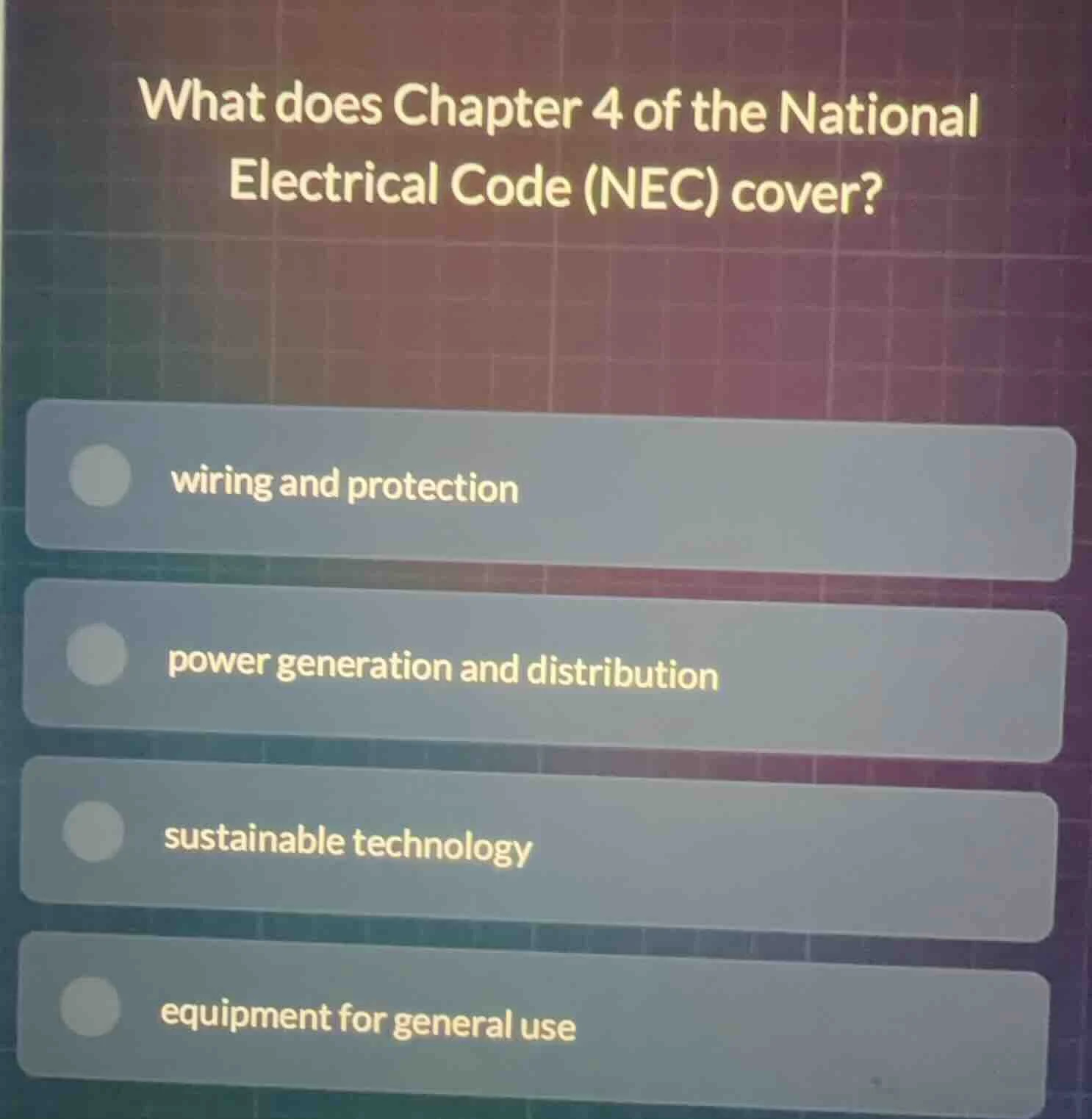what does chapter 4 of the national electrical code (nec) cover?wiring …