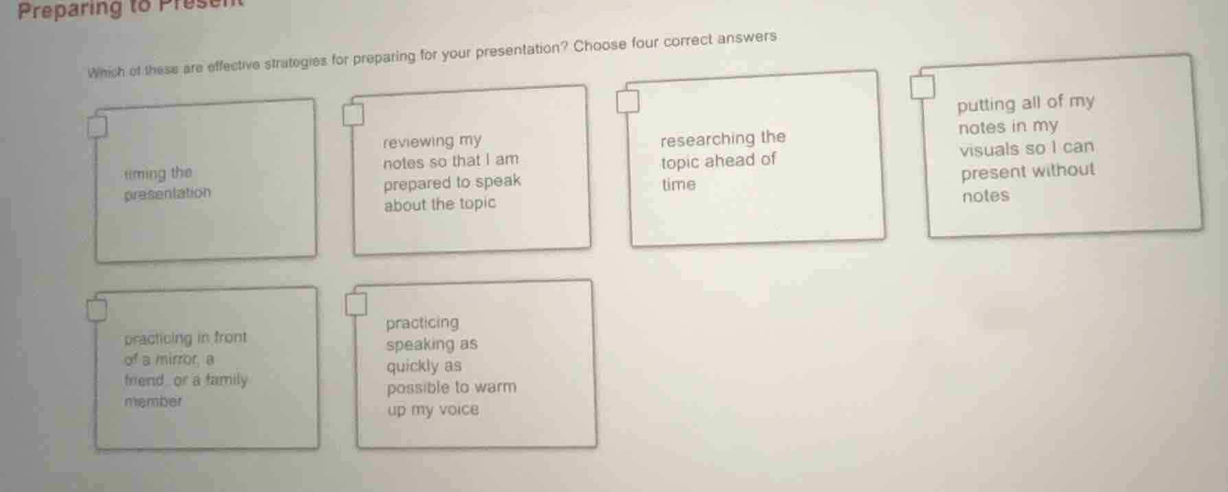 preparing to present which of these are effective strategies for prepar…