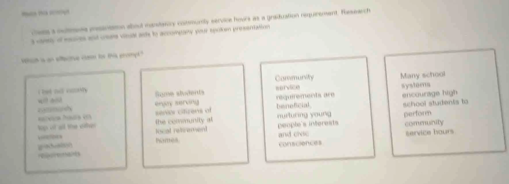 create a multimedia presentation about mandatory community service hour…