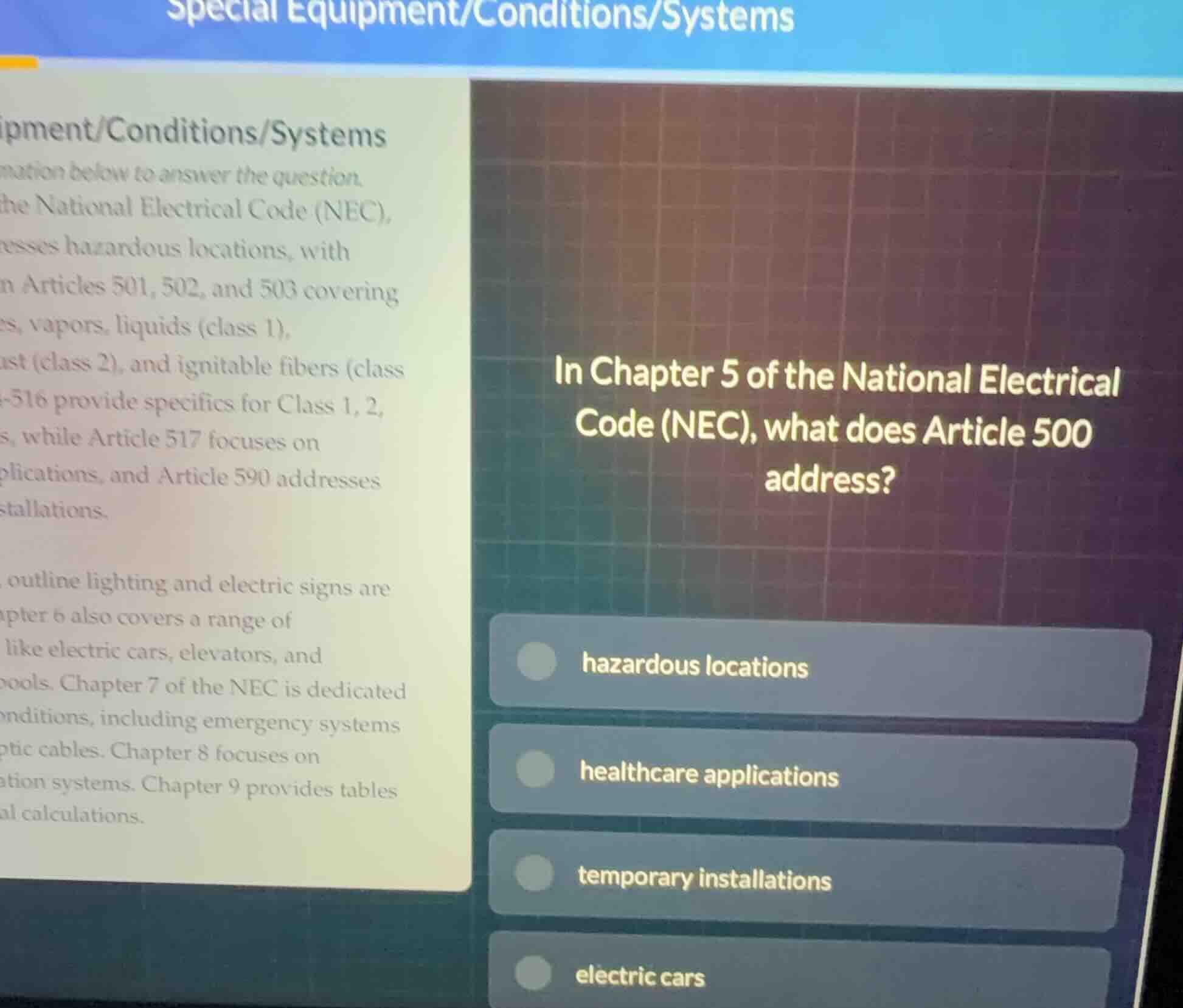 special equipment/conditions/systems ipment/conditions/systems ation be…