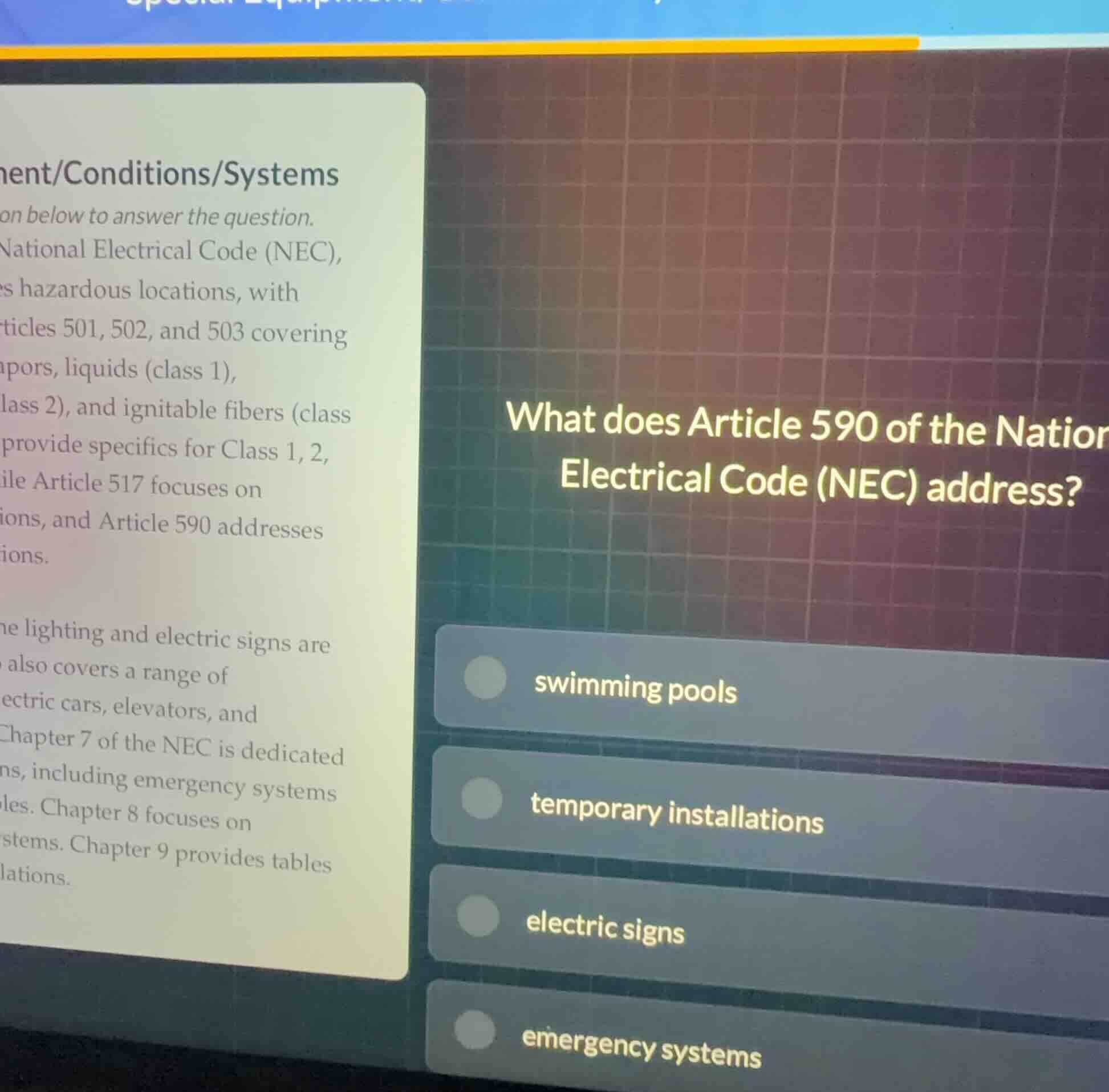 ment/conditions/systems on below to answer the question. national elect…