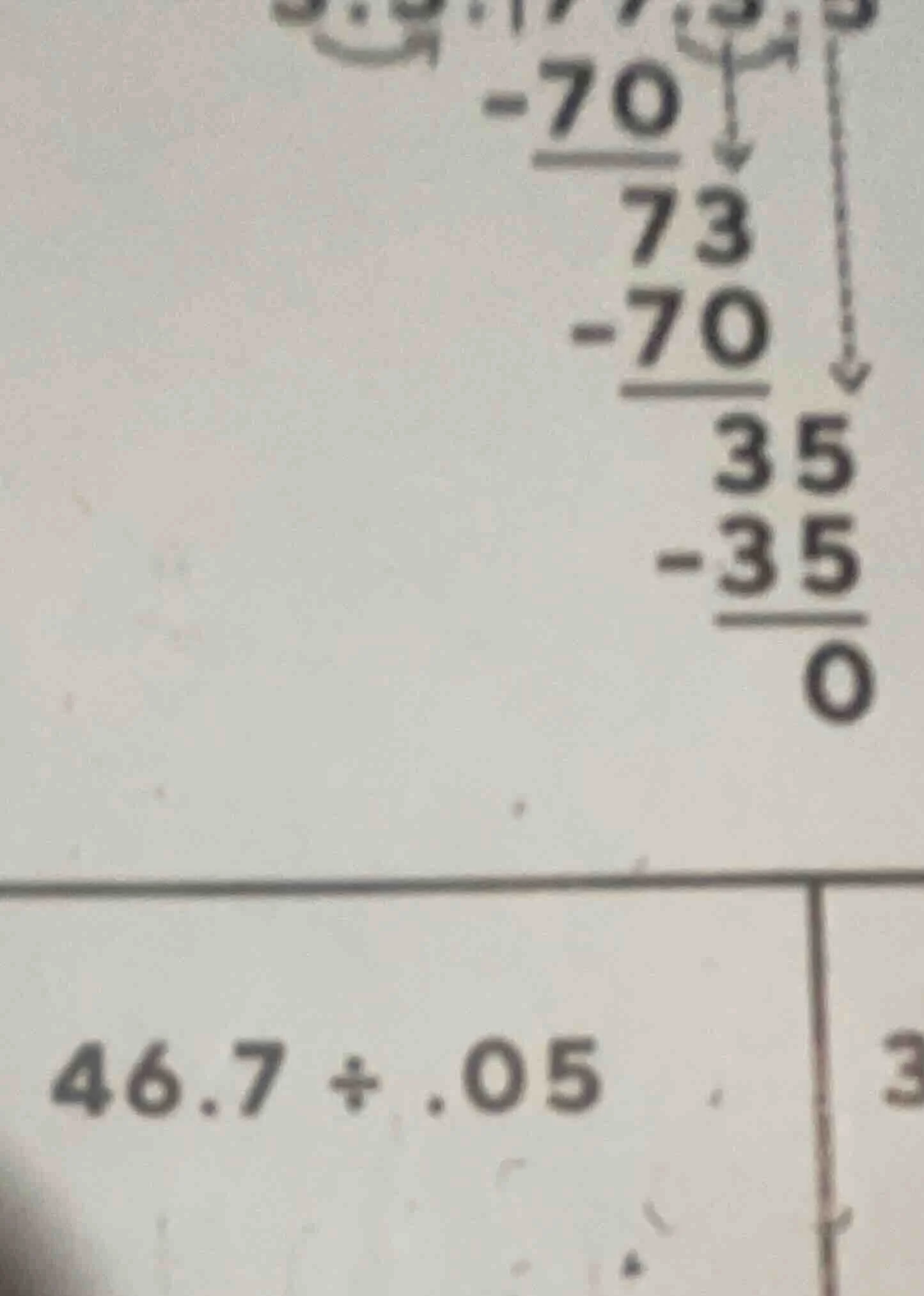 $\\begin{array}{r} \\\\ -70\\\\ \\hline 73\\\\ -70\\\\ \\hline 35\\\\ -…