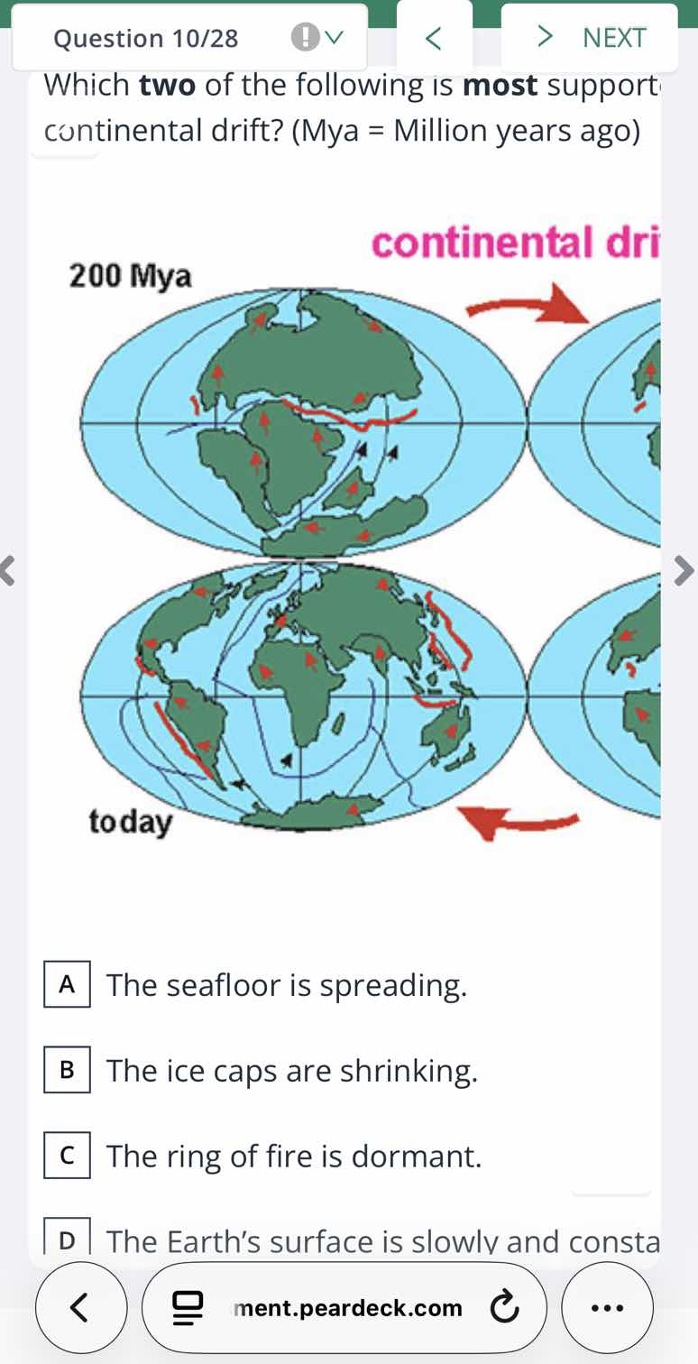 question 10/28 which two of the following is most support continental d…