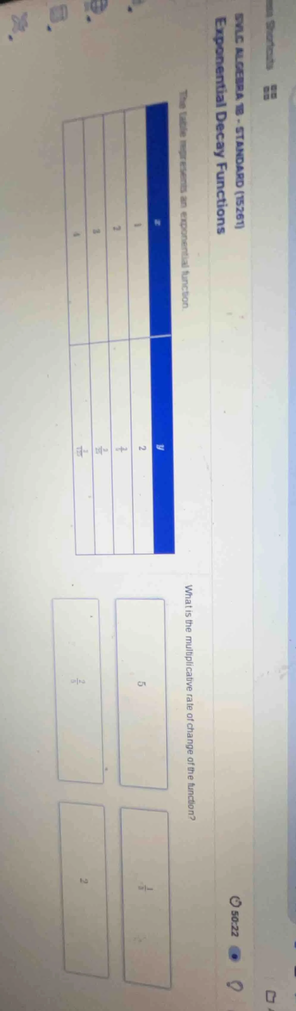 svlc algebra 1b - standard (15261)exponential decay functionsthe table …