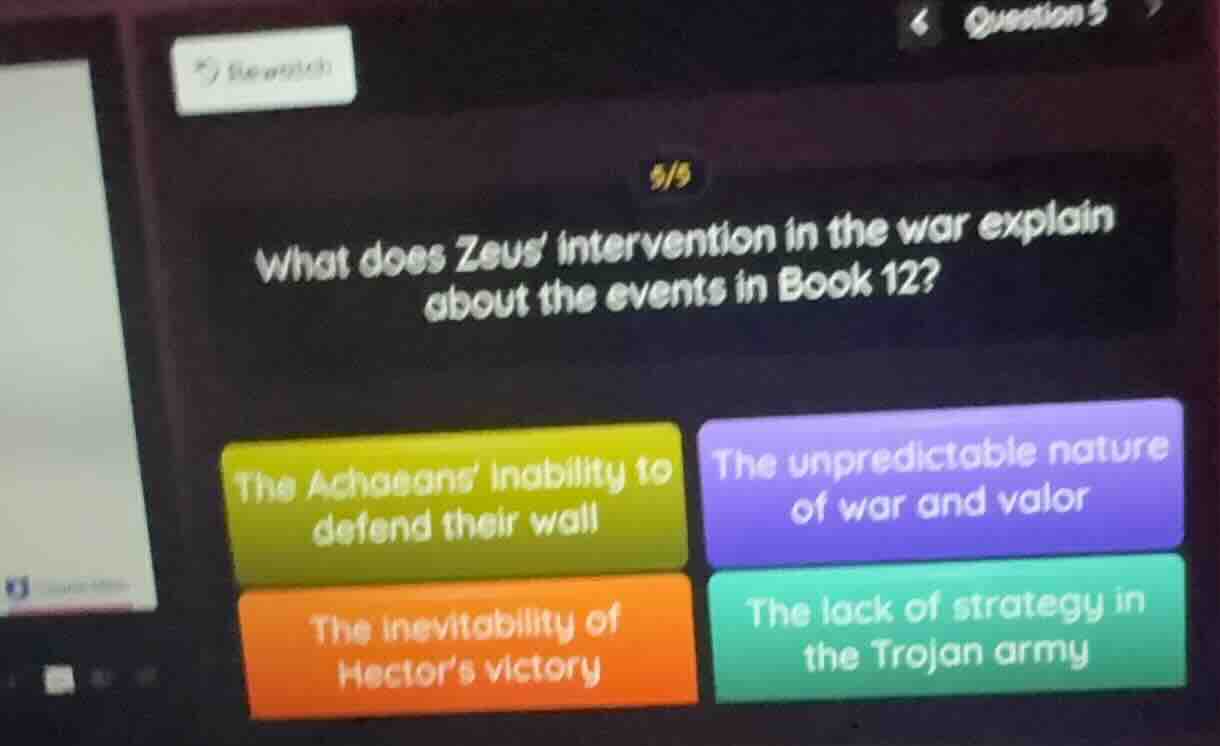 question 5 5/5 what does zeus intervention in the war explain about the…