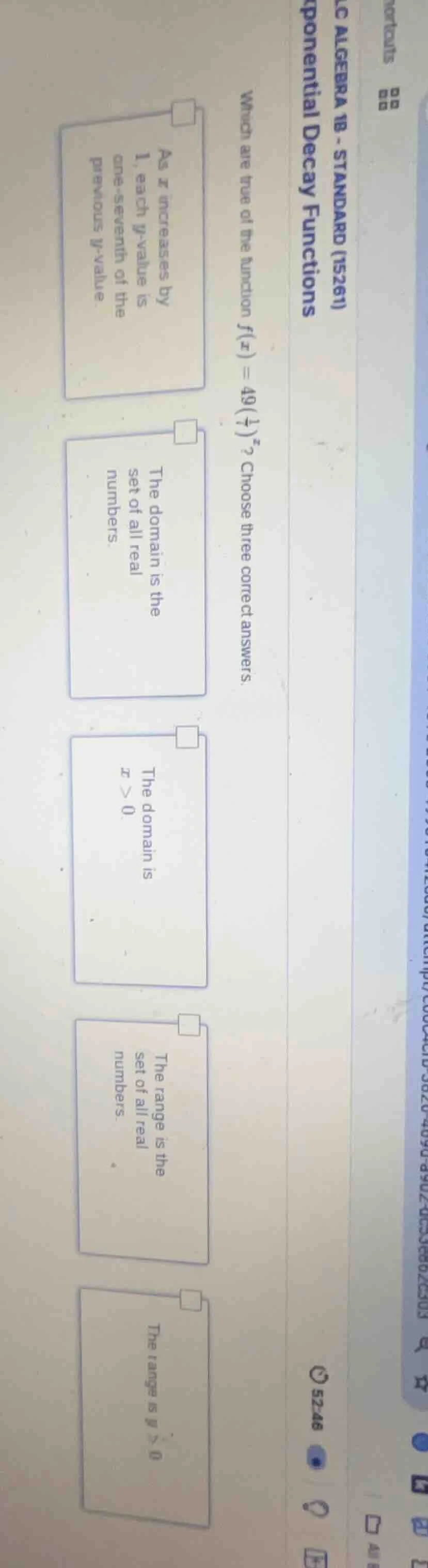 lc algebra 1b - standard (15261) exponential decay functions which are …