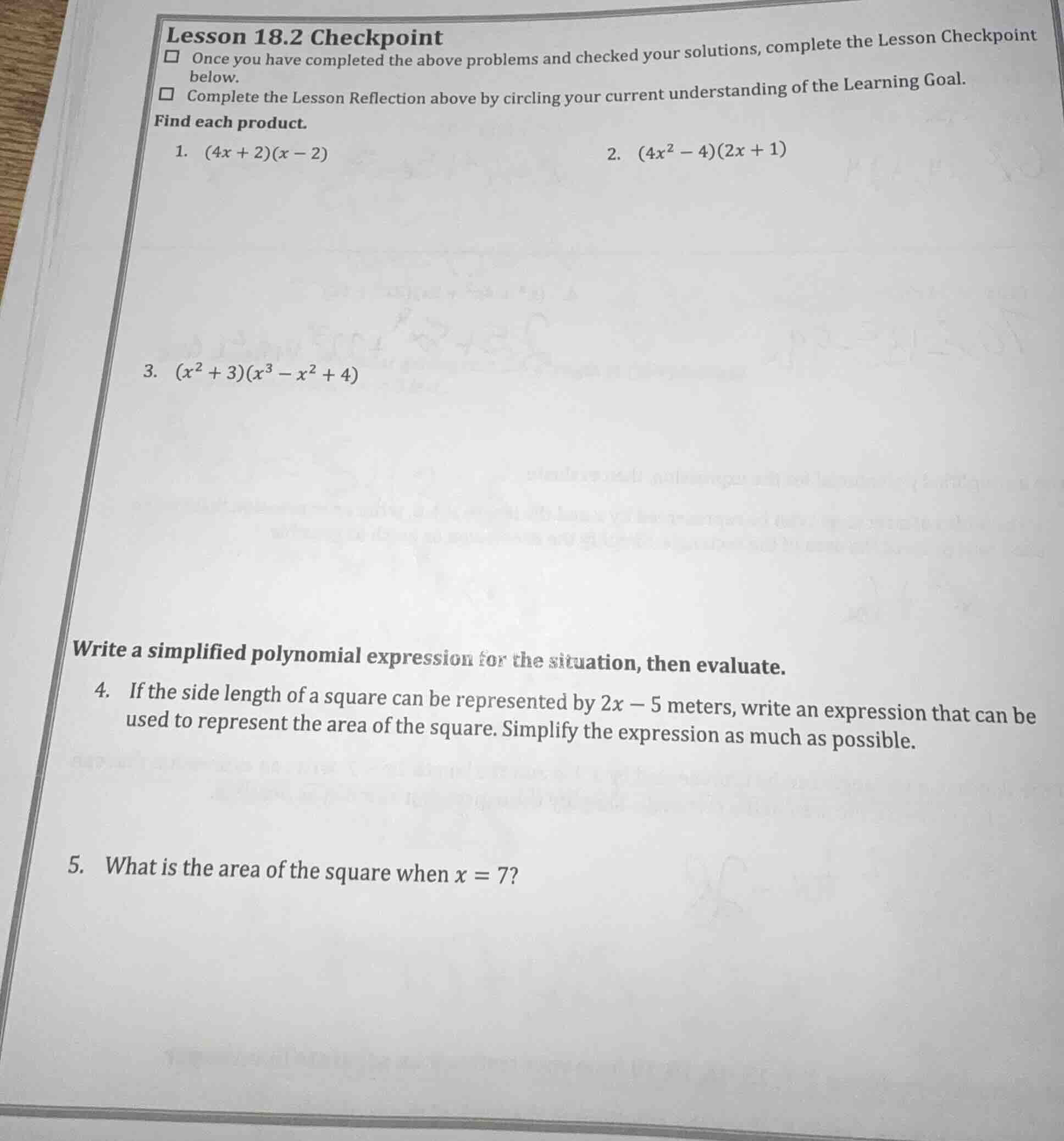 lesson 18.2 checkpoint□ once you have completed the above problems and …