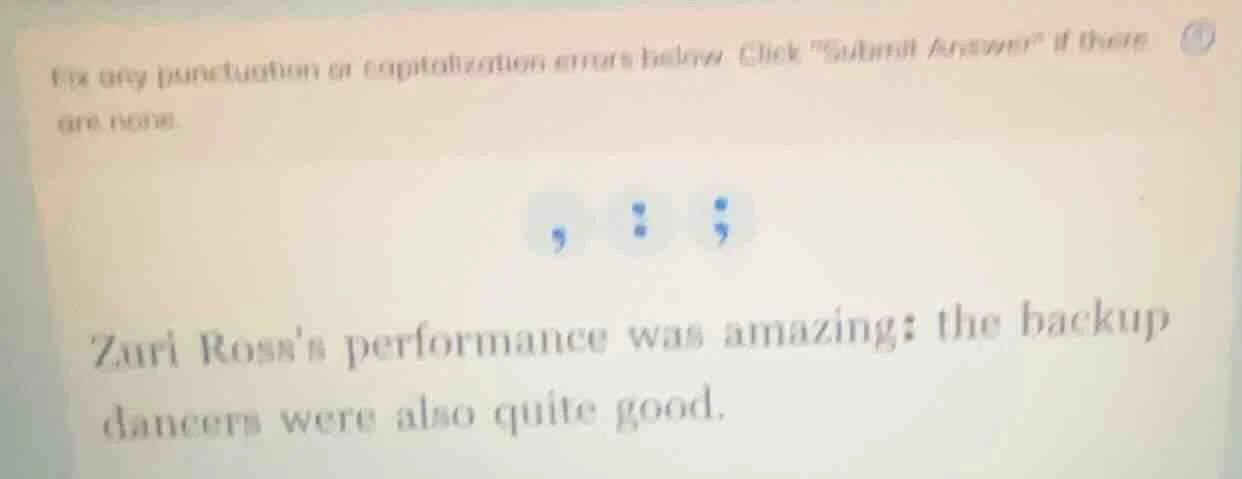 fix any punctuation or capitalization errors below. click \submit answe…