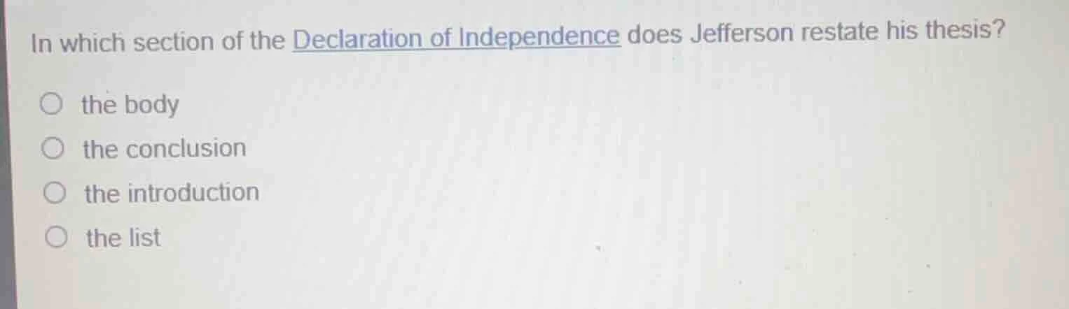 in which section of the declaration of independence does jefferson rest…