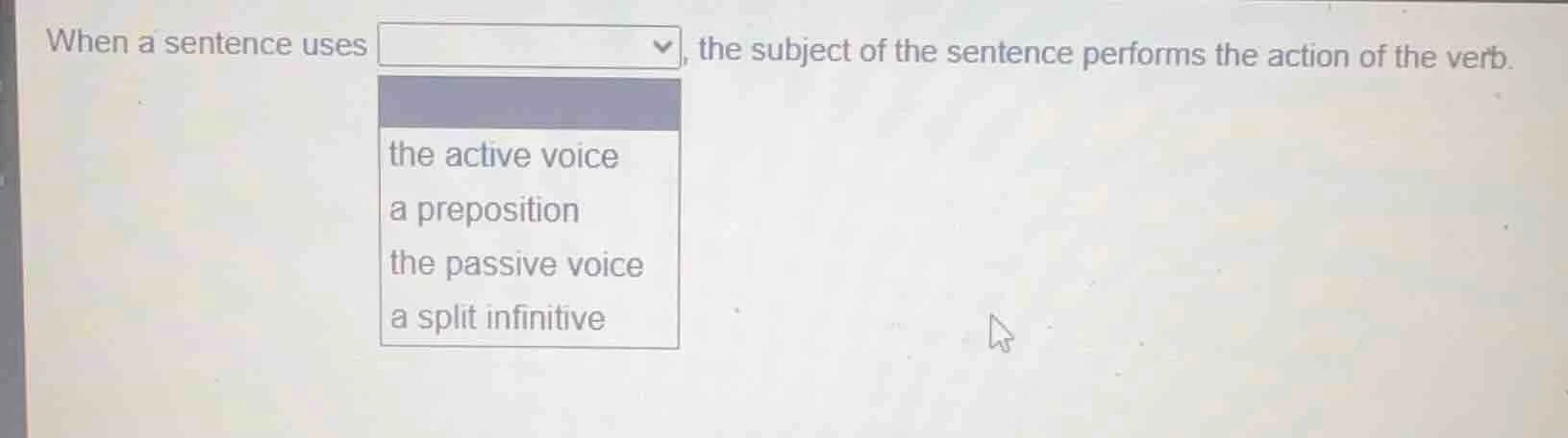when a sentence uses ▼, the subject of the sentence performs the action…
