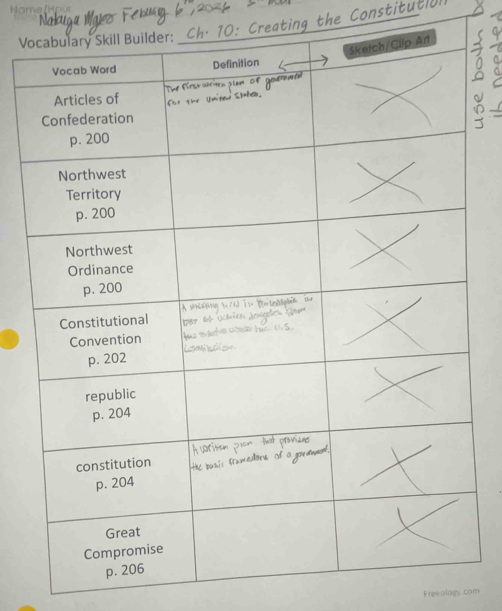 name/hour nakayla myers febuary 6, 2024 vocabulary skill builder: ch. 1…