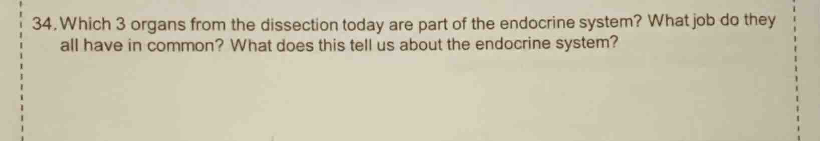 34. which 3 organs from the dissection today are part of the endocrine …