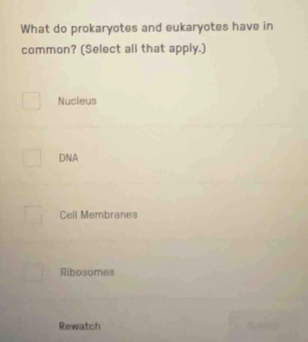 what do prokaryotes and eukaryotes have in common? (select all that app…