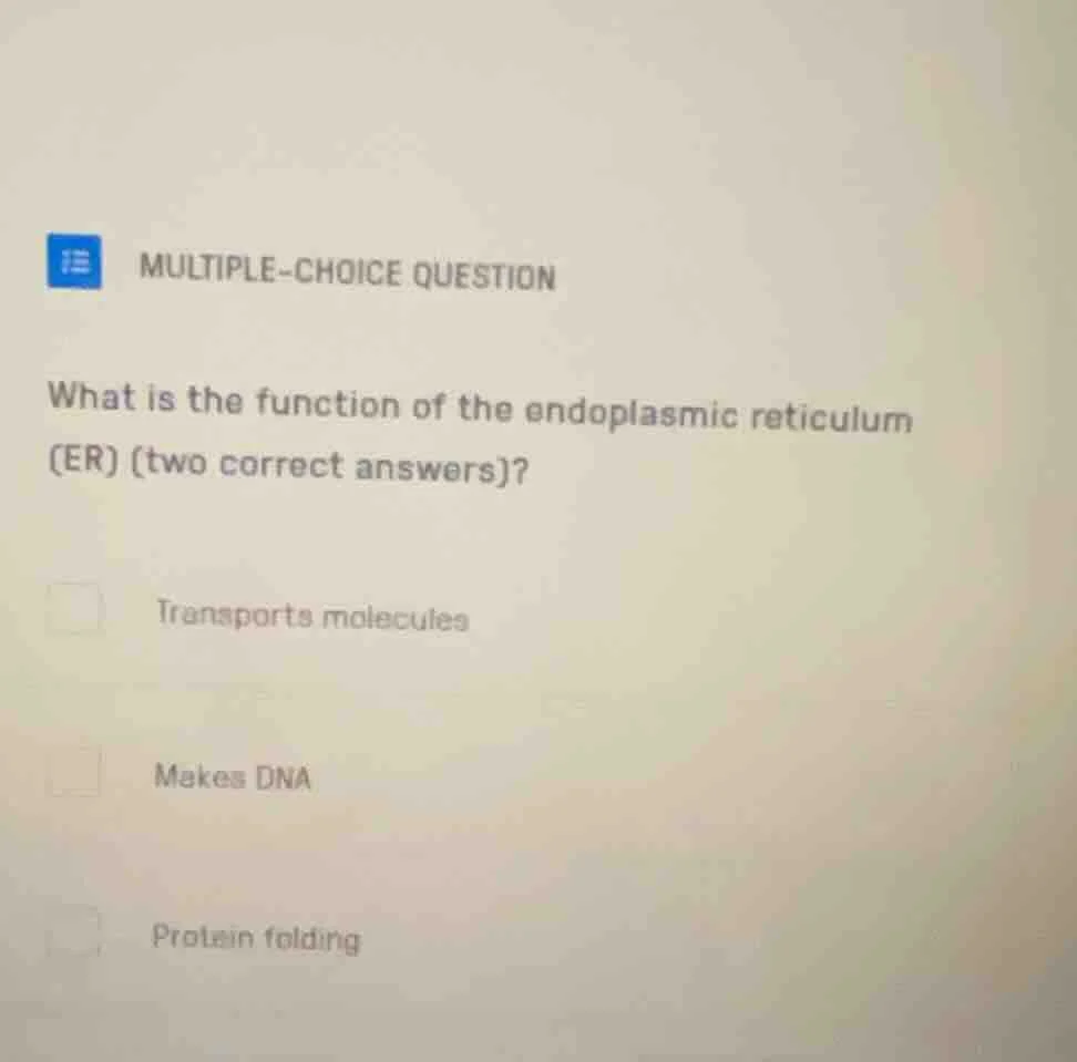 multiple-choice question what is the function of the endoplasmic reticu…