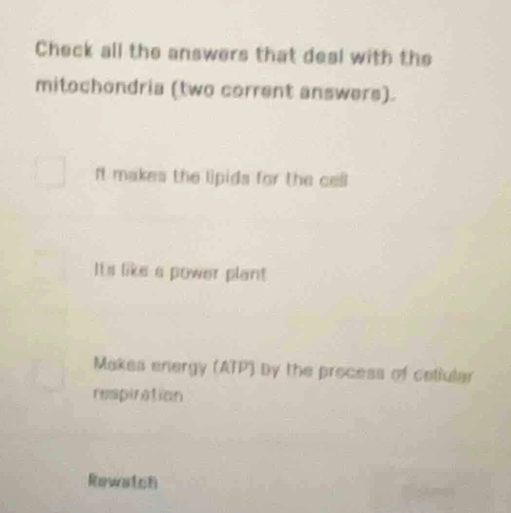 check all the answers that deal with the mitochondria (two correct answ…