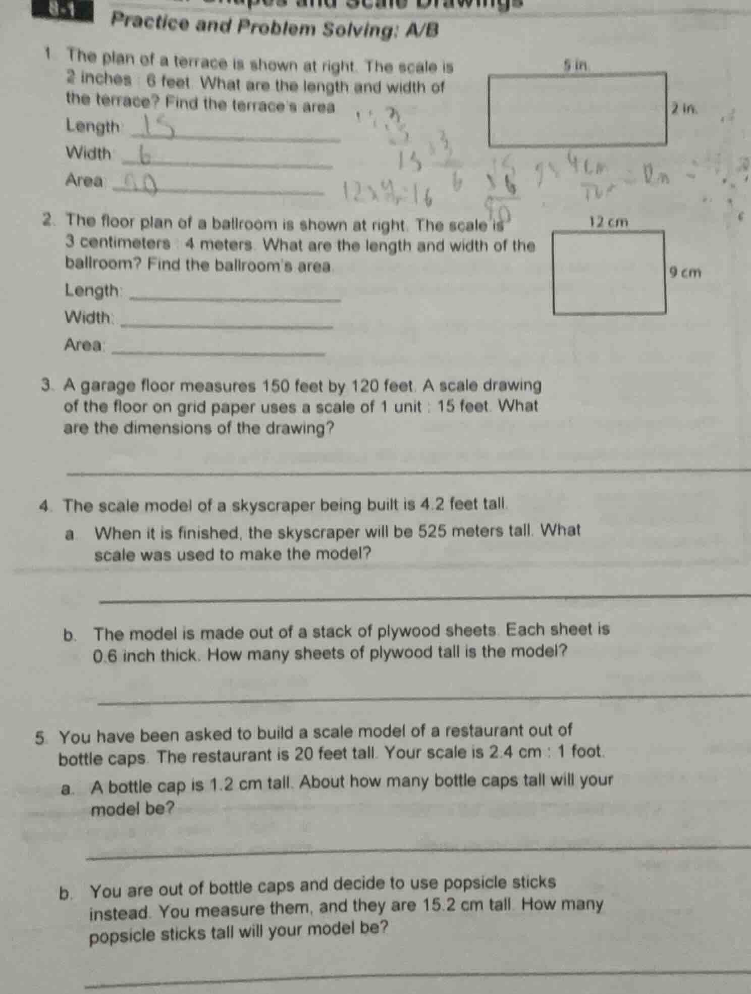 8-1 practice and problem solving: a/b1. the plan of a terrace is shown …