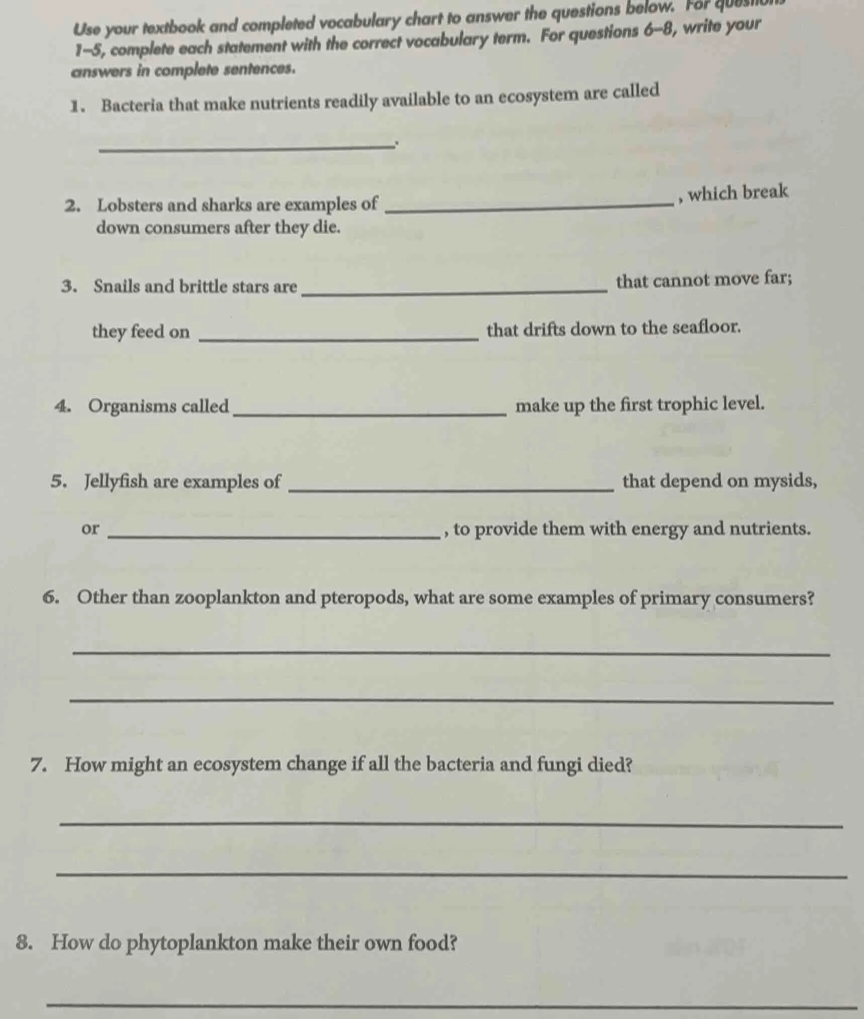 use your textbook and completed vocabulary chart to answer the question…