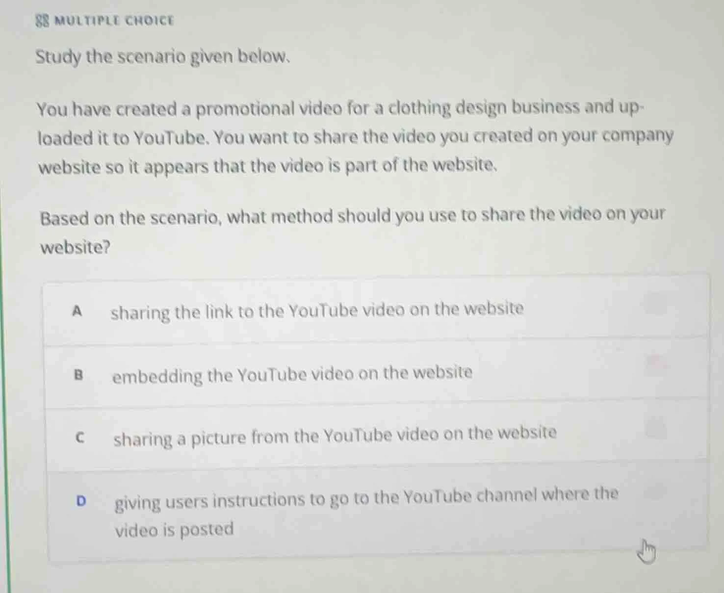 §§ multiple choice study the scenario given below. you have created a p…